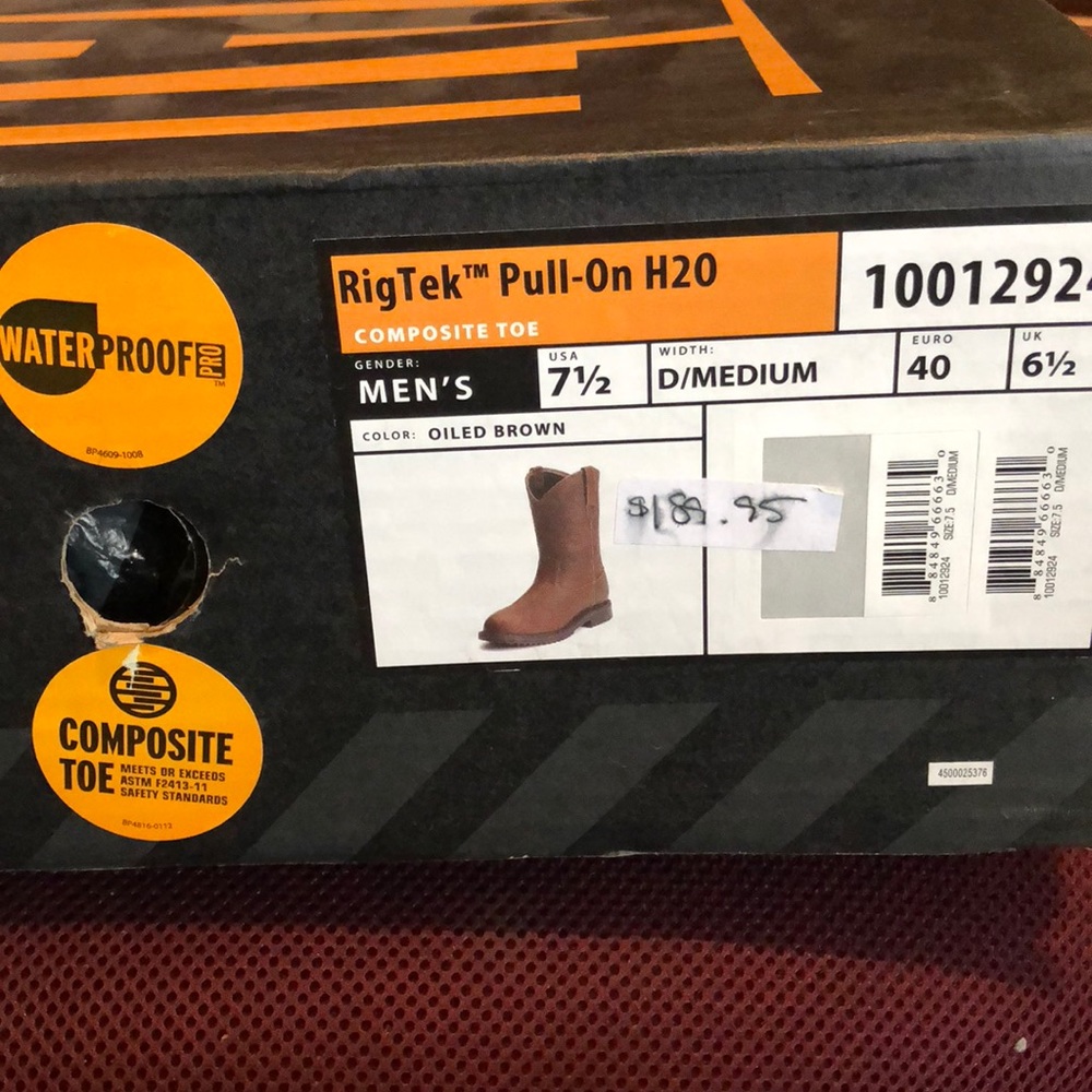 Mens Ariat composite toe water proof work boots